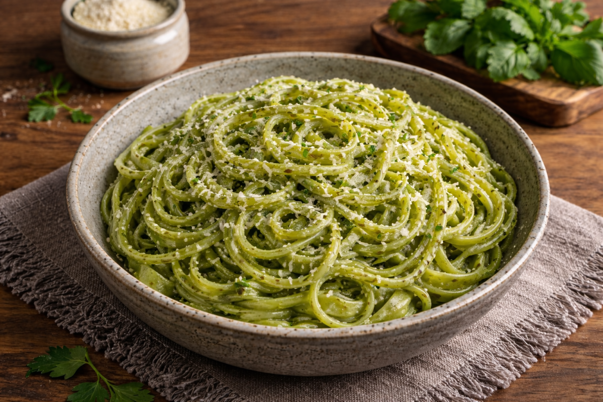 Fideos frescos de espinaca