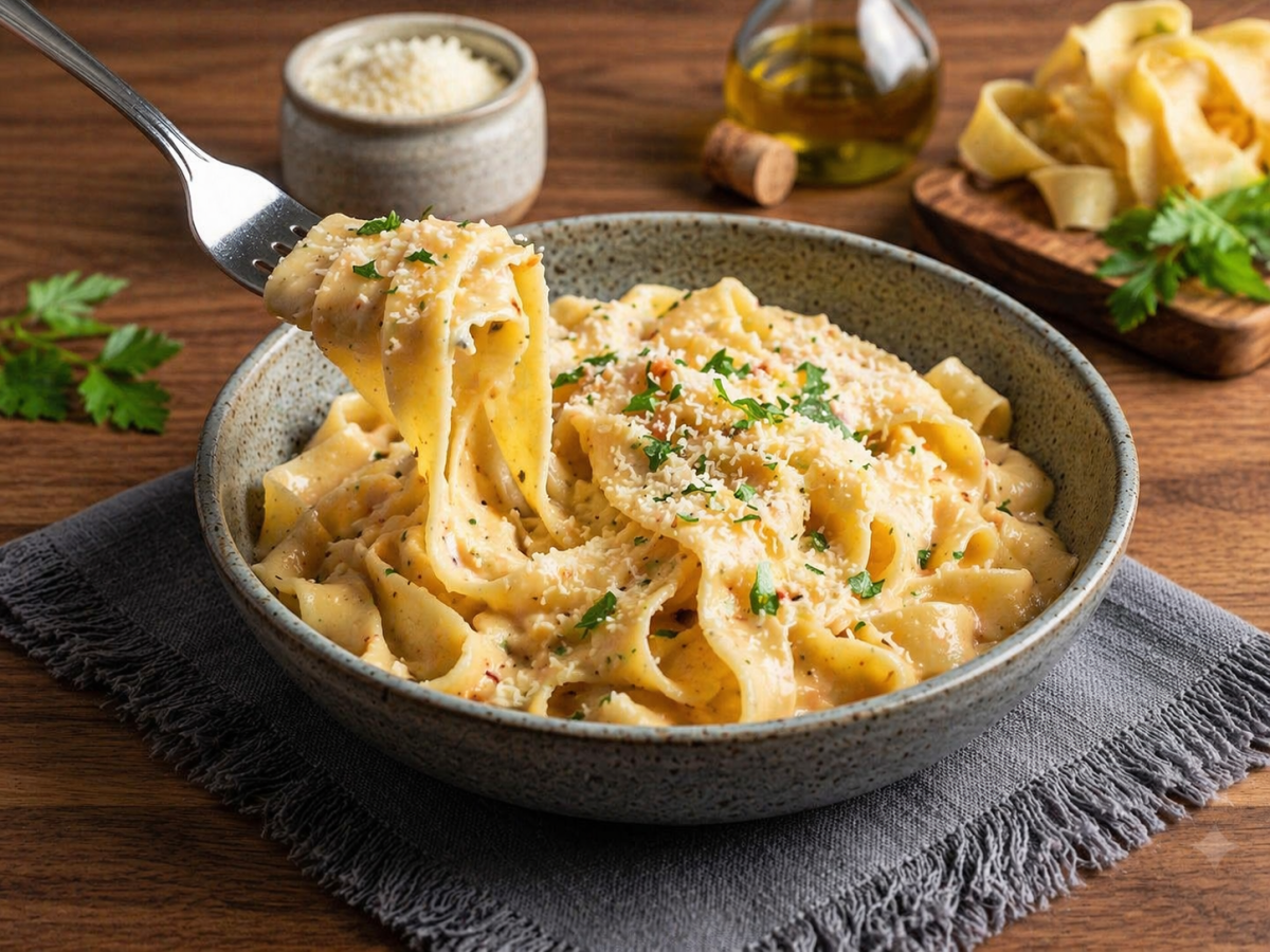 Fideos frescos cinta ancha